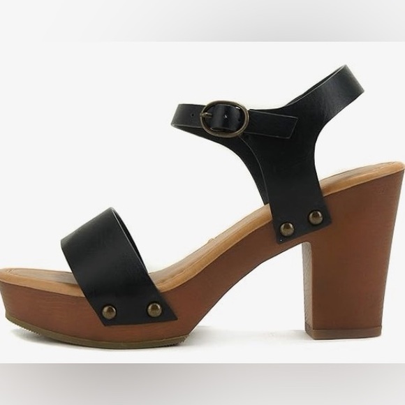 Soda Shoes - Soda Black and Brown Heeled Sandals